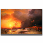 Картина для интерьера на холсте Ивана Айвазовского «Кораблекрушение» 30х48, холст натянут на подрамник