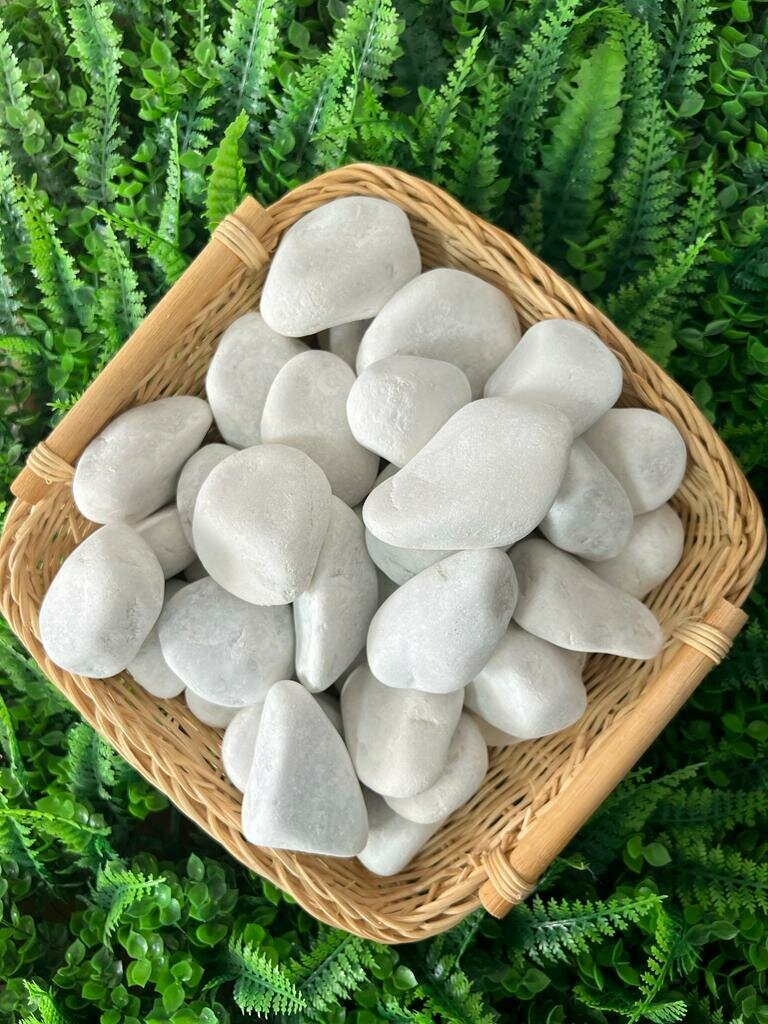 Ландшафтный камень/Мрамор белый галтованный 40-70 мм 3 кг/камни для декора - фотография № 5