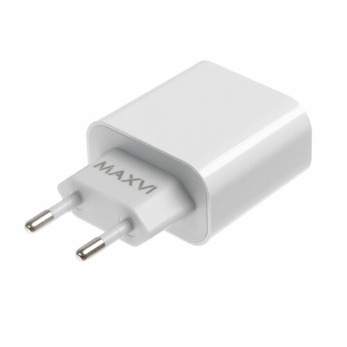 Сетевое зарядное устройство Maxvi CHL-602PD, USB/USB-C, 6 А, 30 Вт, быстрая зарядка, белое сетевое зарядное устройство maxvi chl 242t 12 вт белый
