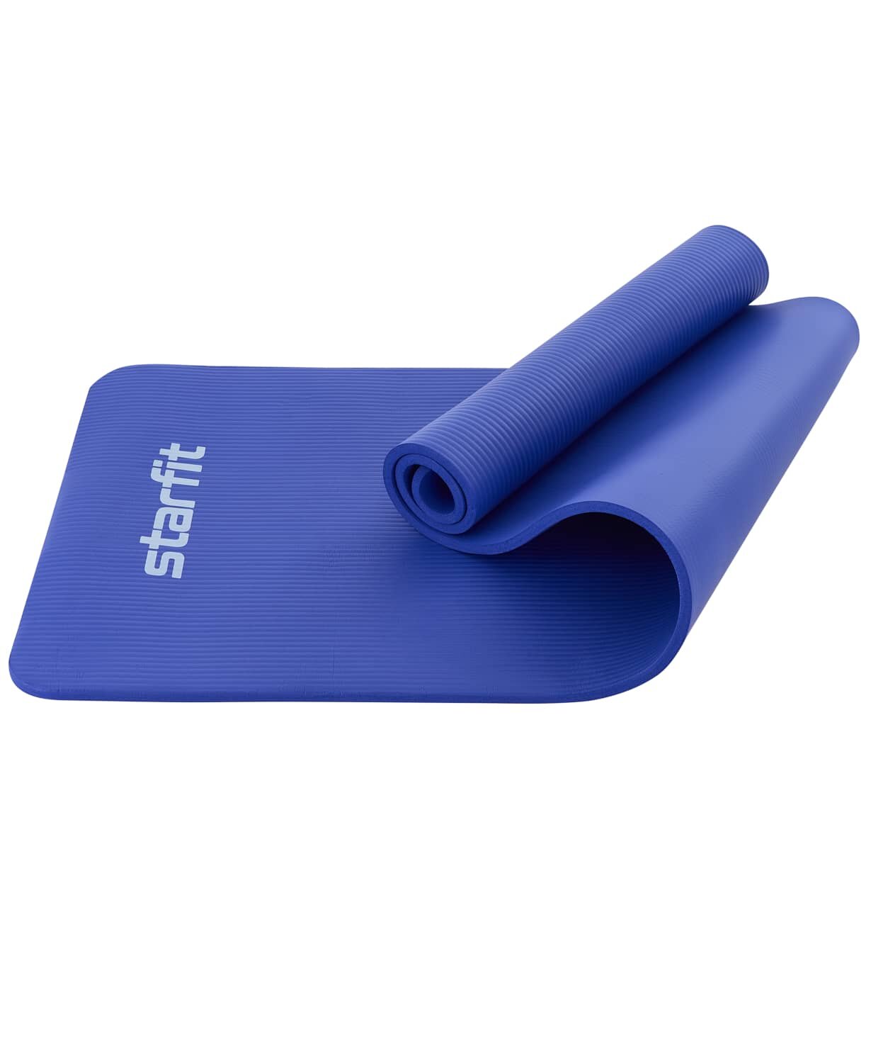 Коврик для йоги и фитнеса STARFIT FM-301, NBR, 183x58 см, темно-синий 1,2 см,
