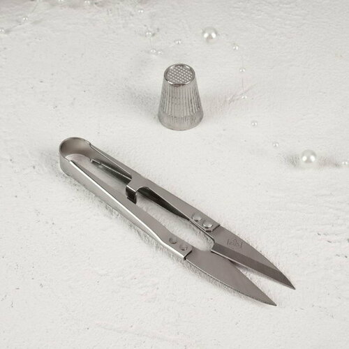 Ножницы для обрезки ниток, стальные, 10.8 x 2.2 см, цвет серебряный, 6 шт.