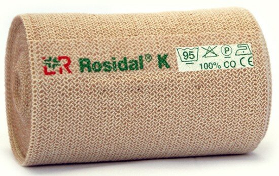 Бинт Розидал (Rosidal) эластичный малого растяжения для сильной компрессии из хлопка, телесный 10см х5м (1шт в пакете, 22251_1шт)
