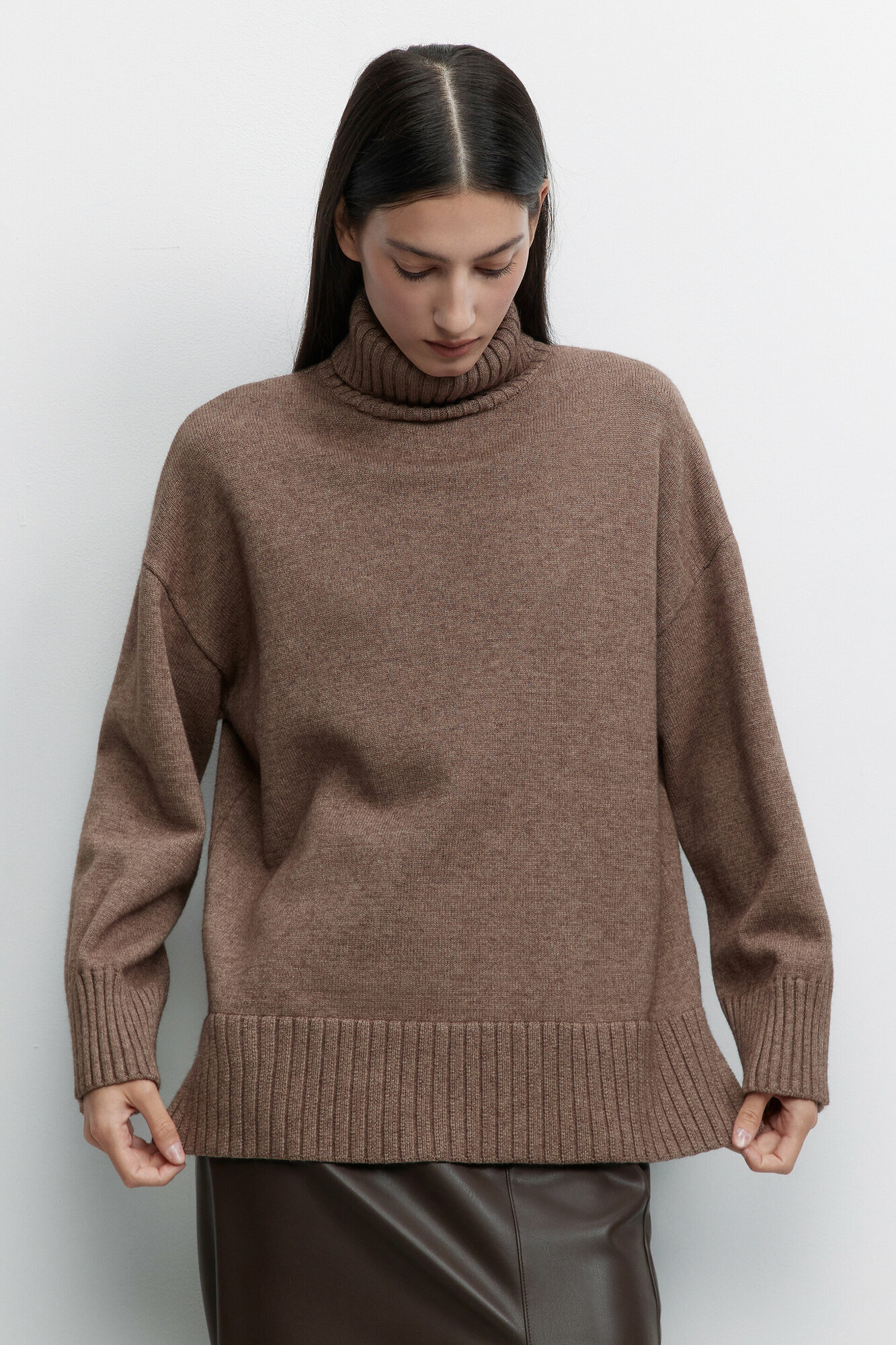 Befree Свитер вискозный свободный с боковыми разрезами SWEATER1