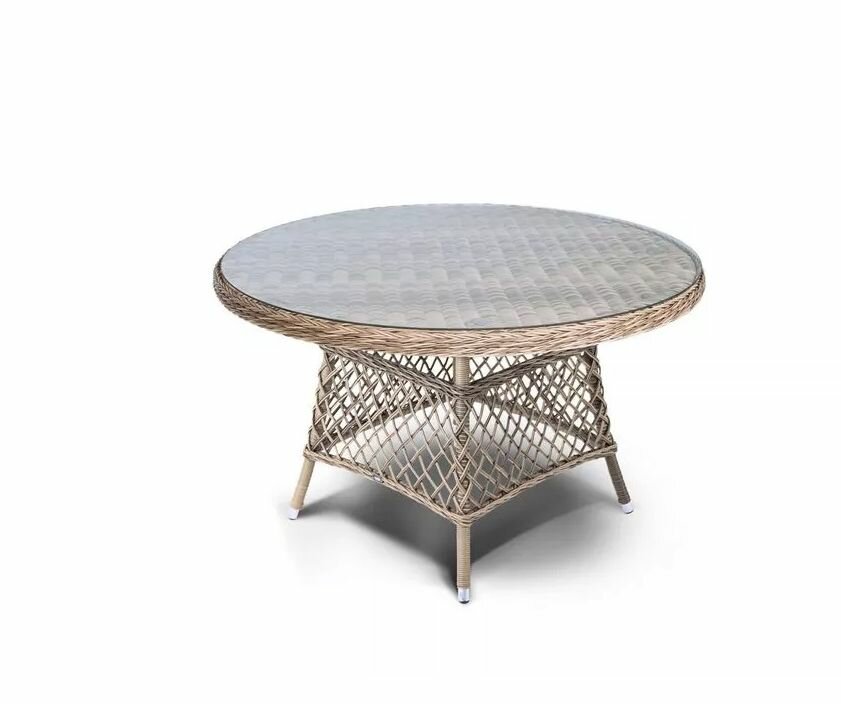 Плетеный круглый стол из искусственного ротанга 4sis Эспрессо (диаметр 150 см.) Соломенный