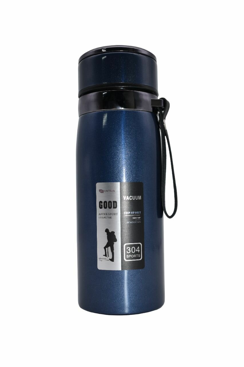 фото Термос VACUUM с ситечком Синий, ударопрочный корпус 600ml, сталь 316, Top sport