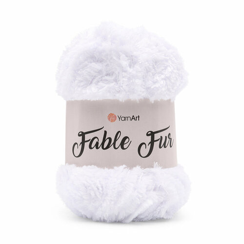 фото Пряжа yarnart 'fable fur', 100г, 100м (100% микрополиэстер) (965 белоснежный), 5 мотков