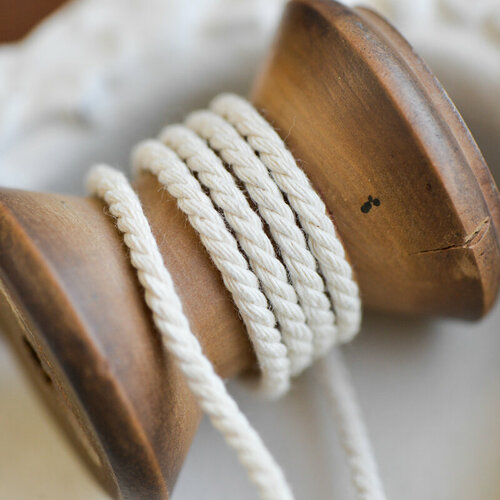 Шнур шпагат хлопковый для макраме / вязания / рукоделия 30 м, толщина 3 мм, цвет айвори