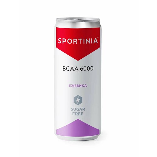 Sportinia Спортиния ВСАА 6000 Ежевика (ZERO SUGAR) ж/б 0,33 12 штук l аргинин 2940 мг витамин с таурин sfd l arginine 500 г для набора мышечной массы выносливости иммунитета