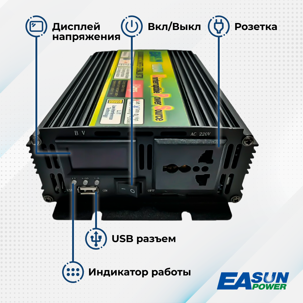 Инвертор автомобильный Power Inverter, 1000 Вт UPS