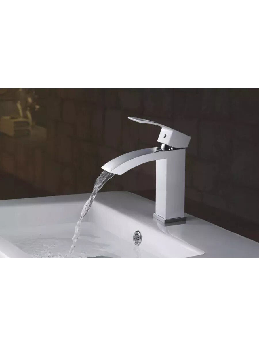 Смеситель для раковины умывальника R1501F белый хром — фото 1