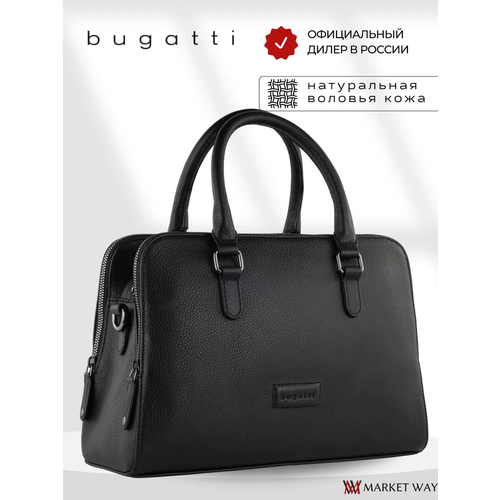 фото Сумка тоут bugatti, фактура зернистая, матовая, черный