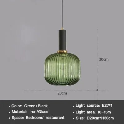 Винтажная люстра стеклянная, Green+Black, E27*1
