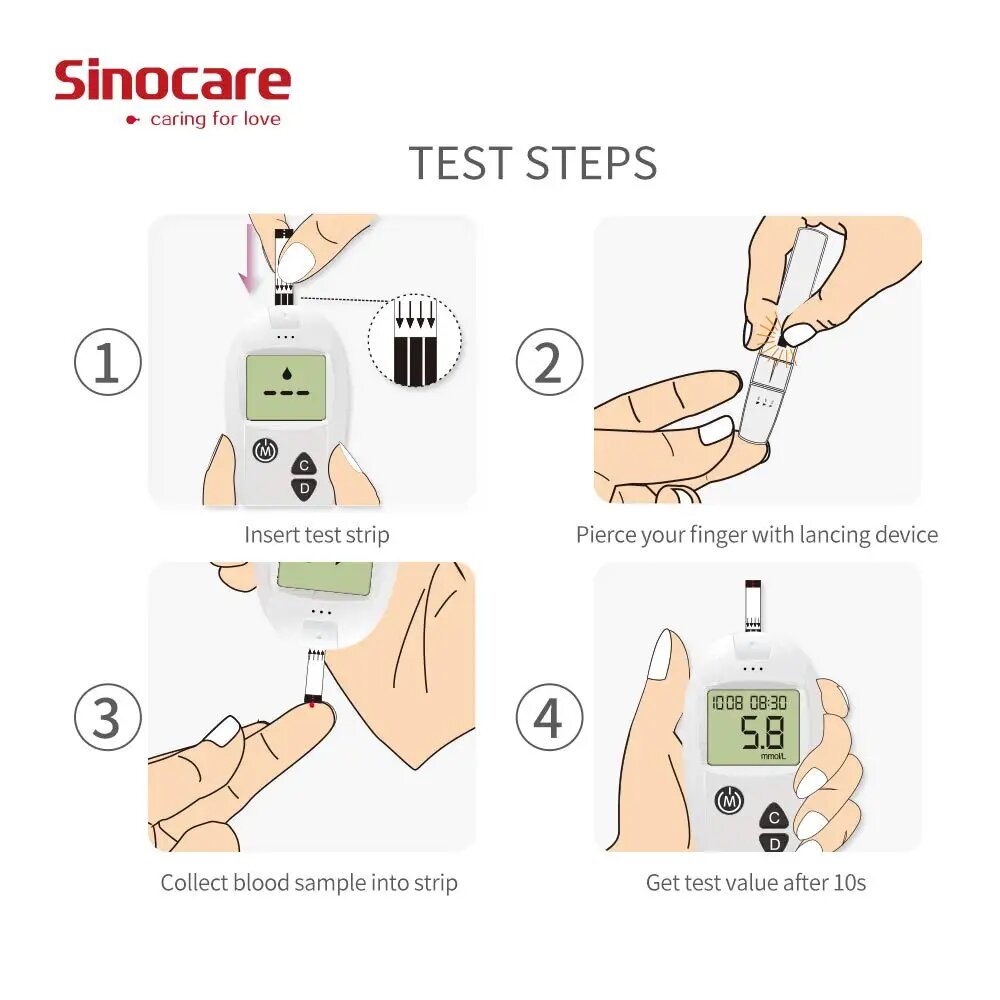 Глюкометры И Анализаторы Крови SANNUO Sinocare Safe Accu CE Глюкометр, 100PCS Strips