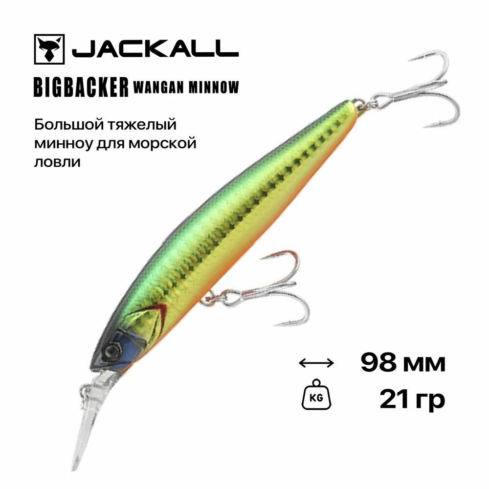 Воблер Jackall Big Backer Wangan Minnow 98S-LB 98 мм 21 гр #Nogori Green Gold Appeal