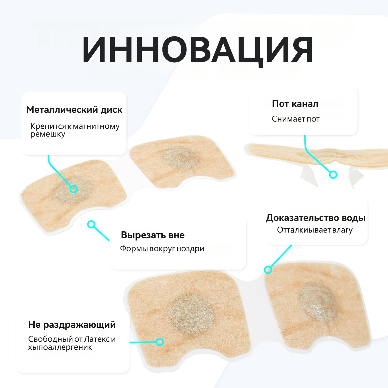 Изображение Пластырь против храпа, 30 шт. Полоски для улучшения сна и тренировки носового дыхания, средство от храпа