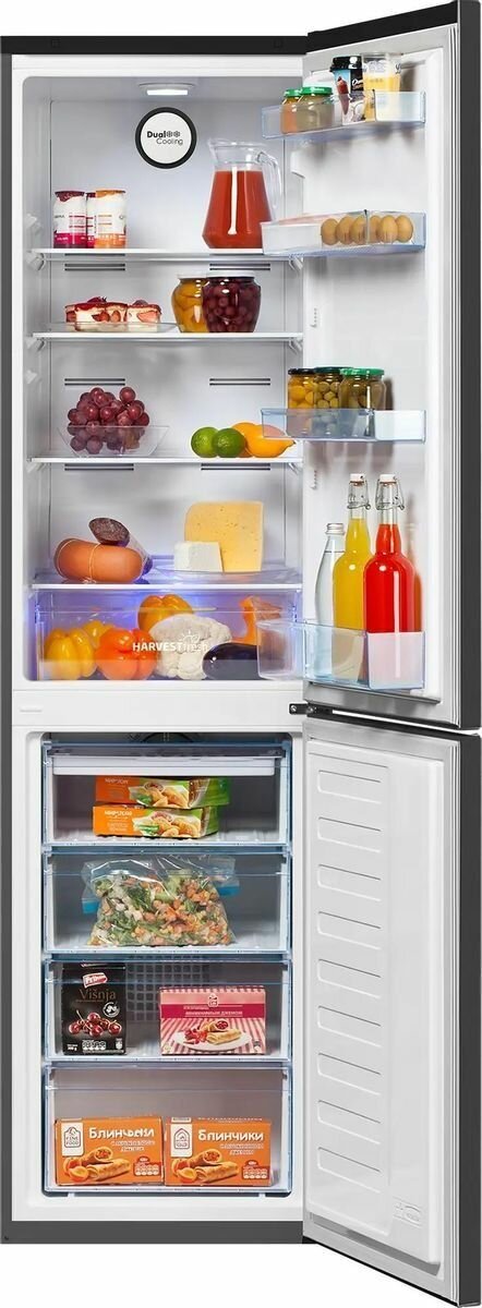 Холодильник Beko B3R0CNK332HX Inox, электронное управление, NoFrost, две камеры, 335 л