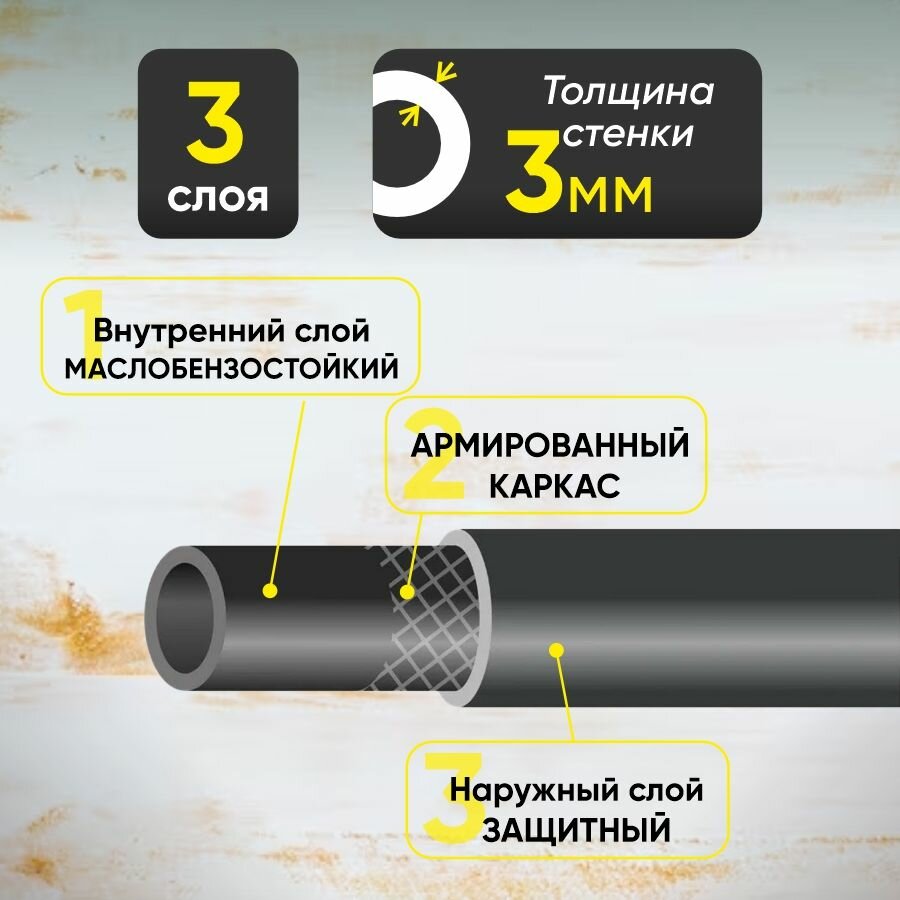 Изображение Шланг садовый поливочный морозостойкий ТЭП, резиновый армированный, 3/4 (18 мм), черный, 50 м
