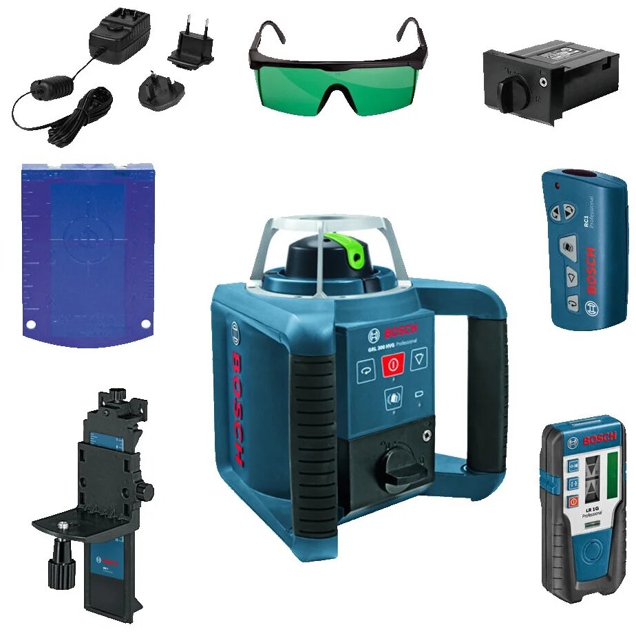 Ротационный нивелир Bosch "GRL 300", зеленый луч, 100м, IP54,