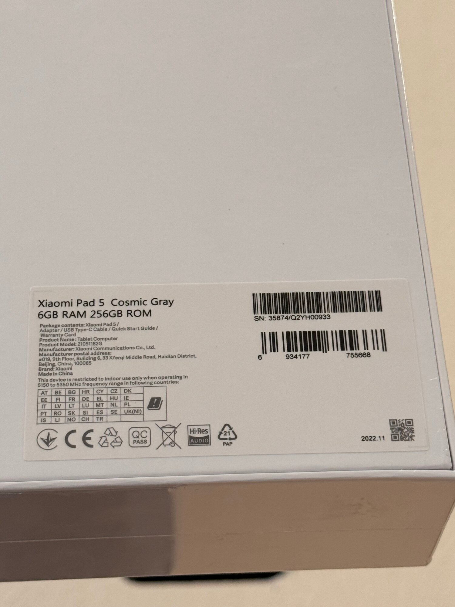 11" Планшет Xiaomi Pad 5 6/256Gb Wi-Fi Cosmic Gray (Global version EU) — фото 1