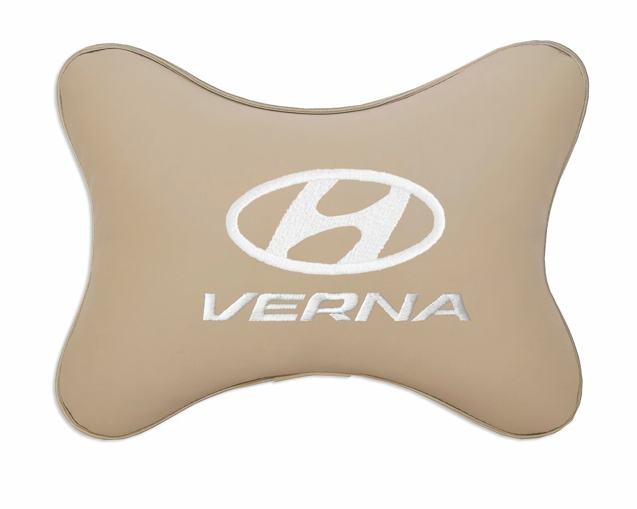 Подушка автомобильная на подголовник бежевая экокожа HYUNDAI Verna