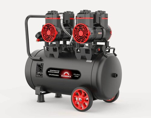 Изображение товара Поршневой безмасляный тихий компрессор SUNREKA GFC370/45DS (1.8 кВт, 370 л/мин, 45 л 220В)