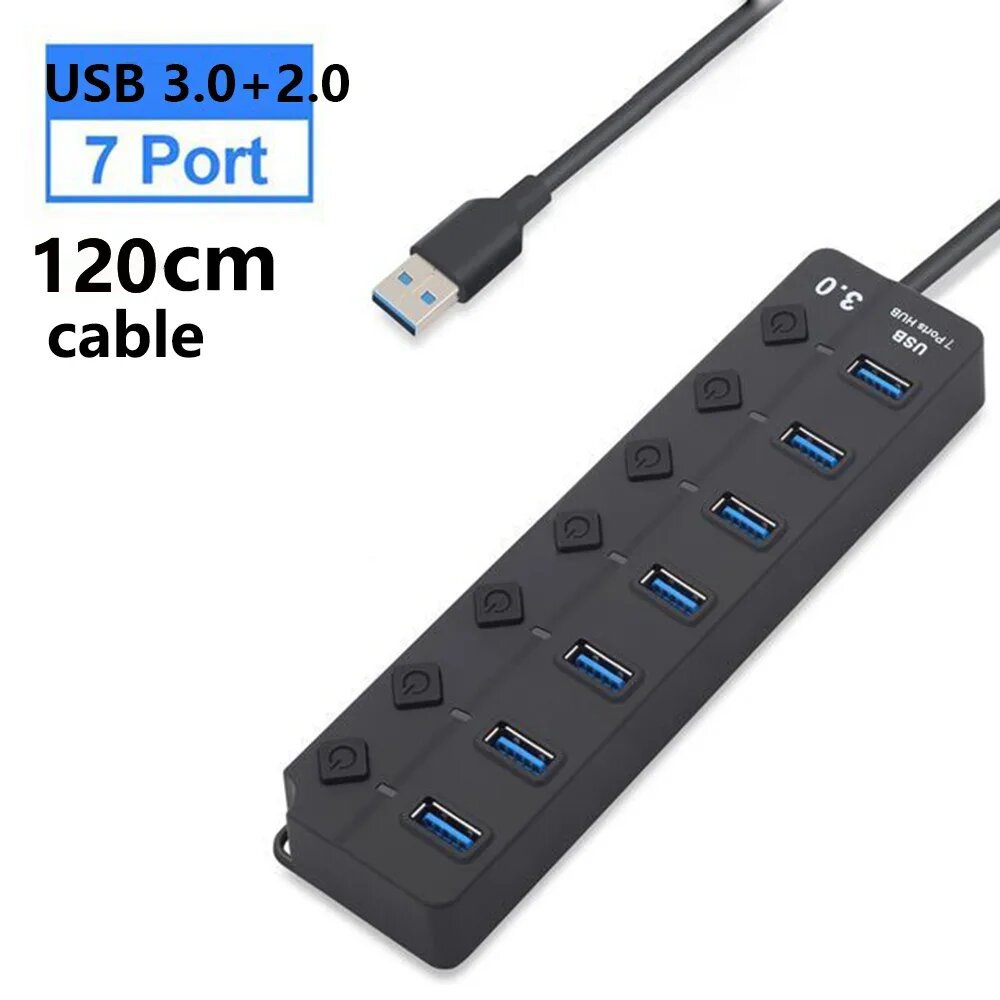 ONEVAN 7-в-1 USB 3.0 HUB, 7-P 3.0and2.0 120cm