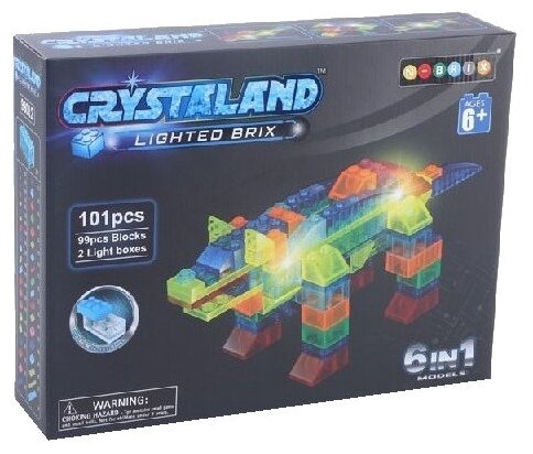 Конструктор Crystaland Lighted Brix 86899 Динозавр 6 в 1, 101 дет.