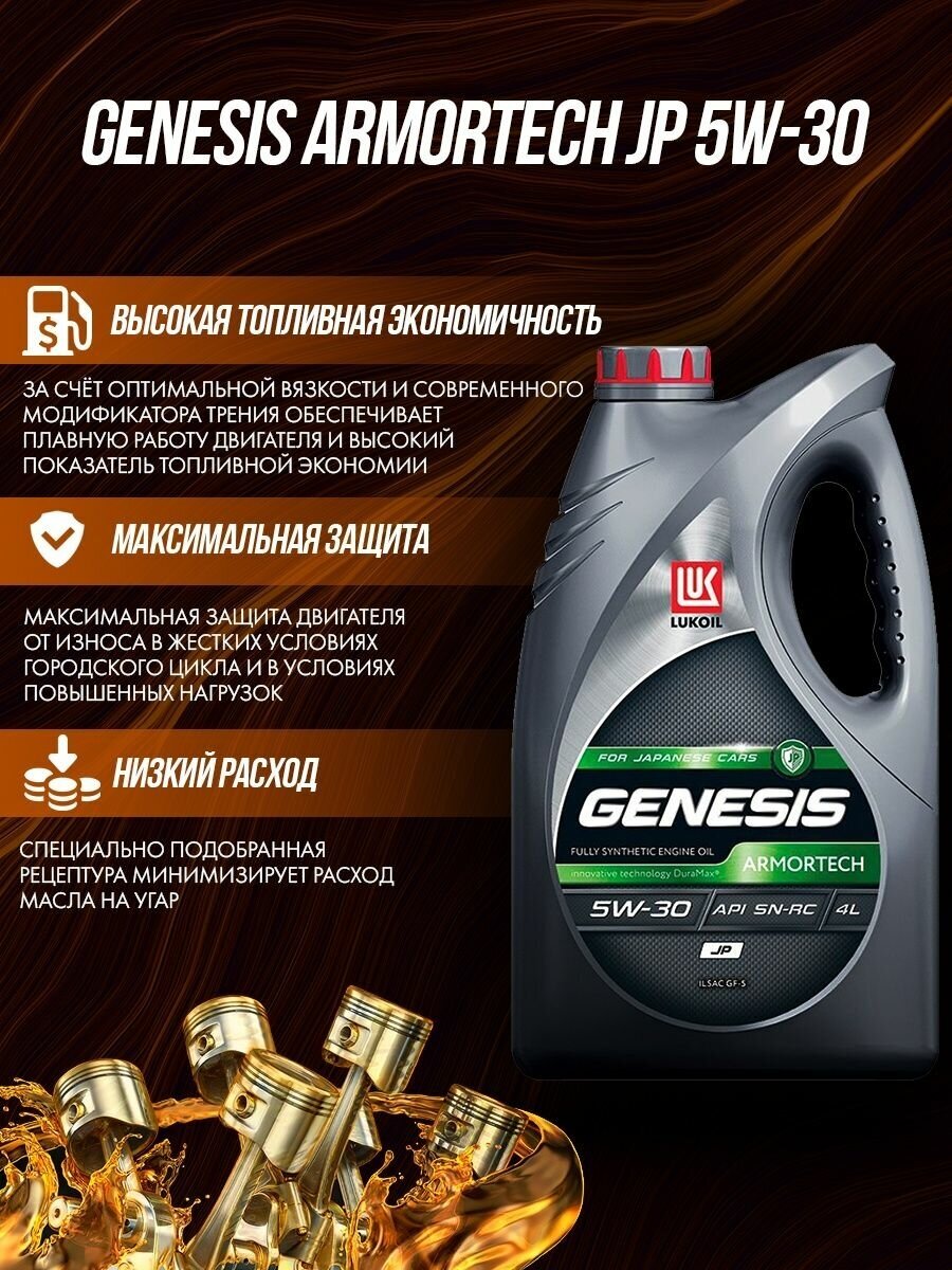 Синтетическое моторное масло ЛУКОЙЛ Genesis Armortech JP 5W-30, 4 л, 1 шт - фотография № 12