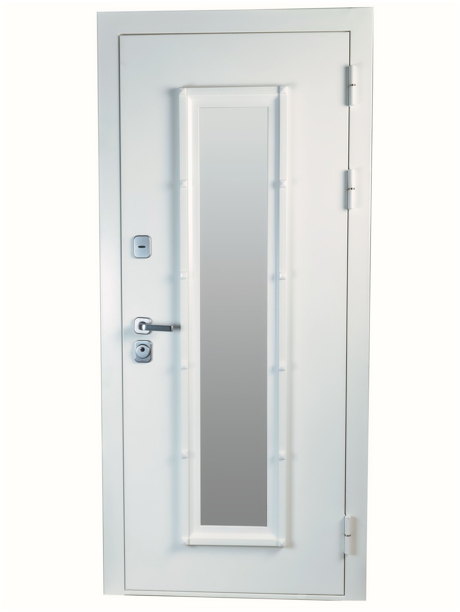 Дверь входная с ковкой Английская Решетка Шагрень Белый 860*2050 правая - фотография № 2