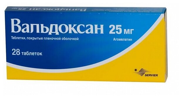 Вальдоксан таб. п/о плен., 25 мг, 28 шт.