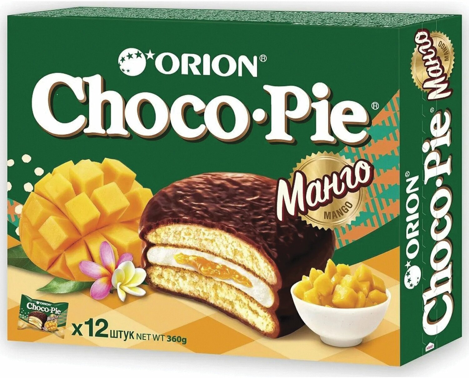 Печенье ORION "Choco Pie Mango" манго 360 г (12 штук х 30 г), О0000013010 В комплекте: 4шт.
