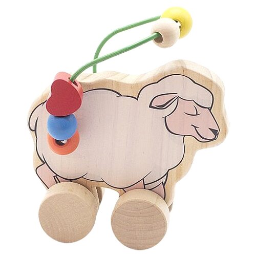 лабиринт каталка мди свинья 367д Развивающая игрушка Мир деревянных игрушек Овца, бежевый/белый