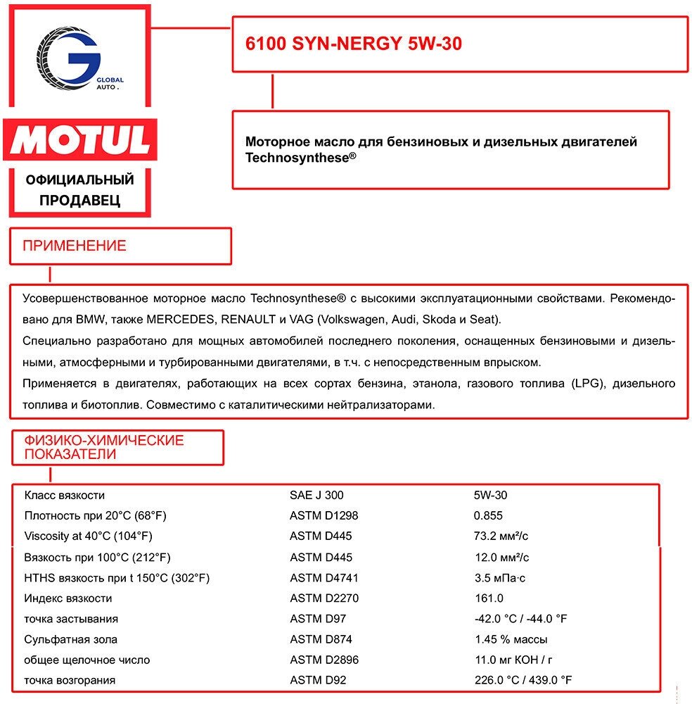 Моторное масло MOTUL 6100 Save-Nergy 5W-30 4л. синтетическое [107971] - фото №8
