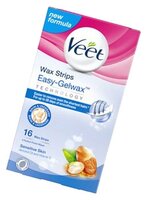 Veet Восковые полоски Easy Gelwax с витамином E и миндальным маслом для чувствительной кожи 12 шт.