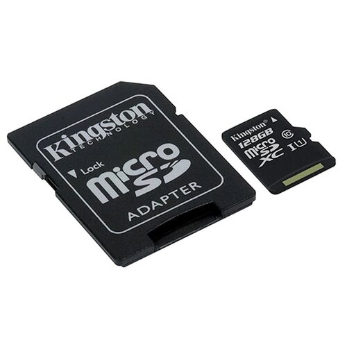 Карта памяти Kingston microSDXC 128 ГБ, адаптер на SD