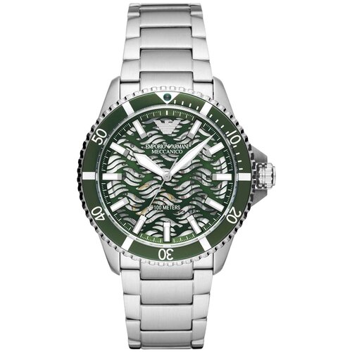 Наручные часы EMPORIO ARMANI Diver, серебряный, зеленый кольцо наборное нержавеющая сталь родирование размер 22 серебряный