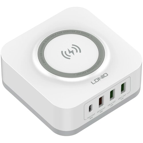 Беспроводная зарядка LDNIO AW004 Wireless Desktop Home Adapter, 32W, PD+QC, Support Fast Charge сетевое зу ldnio a2313c кабель pd l pd qc 3 0 2 usb auto id выход 5v 9v 12v 18w белый