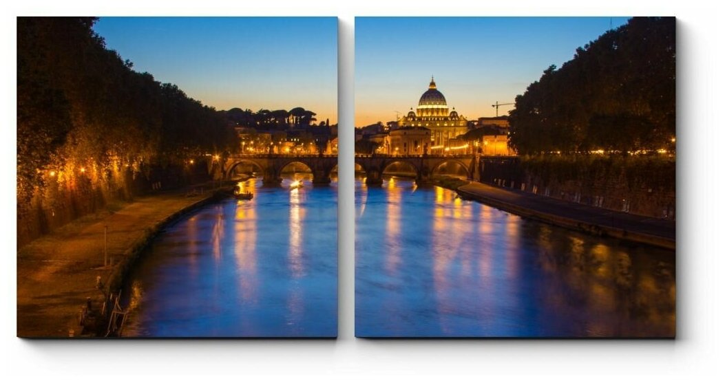 Модульная картина Рим ночью незабываем 50x25