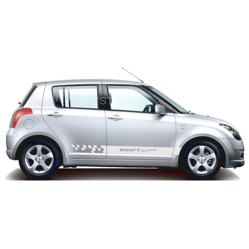 Наклейки спортивные полосы на борт Suzuki Swift (Судзуки Свифт) серебристые