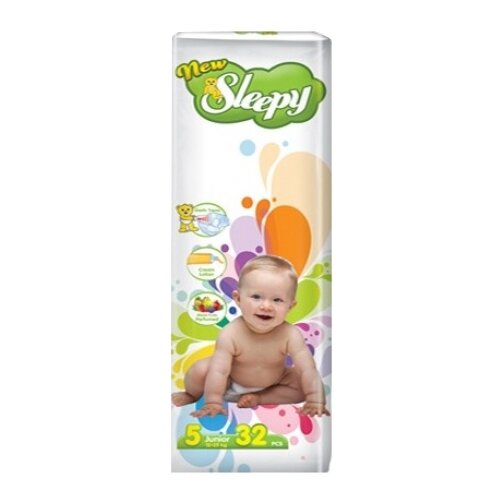 Sleepy подгузники Sleepy New Junior (12-25 кг) 32 шт., 32 шт., , белый