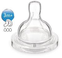 Соска Philips AVENT Classic+ силиконовая (средний поток) 3м+ 2шт. SCF633/27 бесцветный