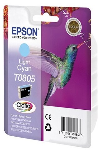 Epson Картридж оригинальный Epson C13T08054011 T0805 светло-синий 330 стр 7.4 мл