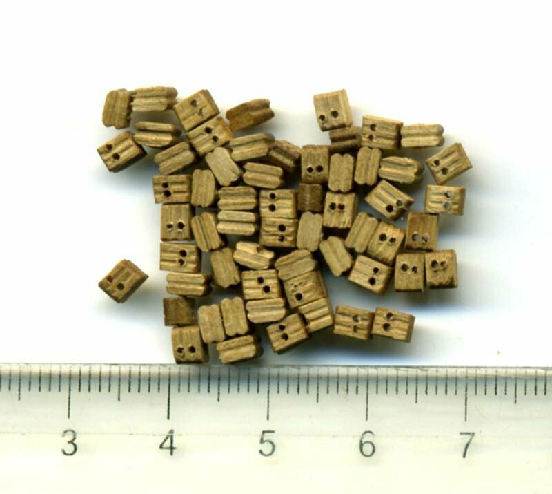 Блок двушкивный, орех, 3 мм. 10 шт.