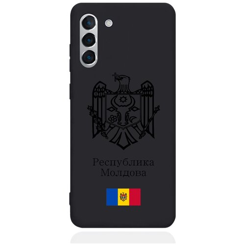 Черный силиконовый чехол для Samsung Galaxy S21+ Черный лаковый Герб Республики Молдова/ Герб Молдавии