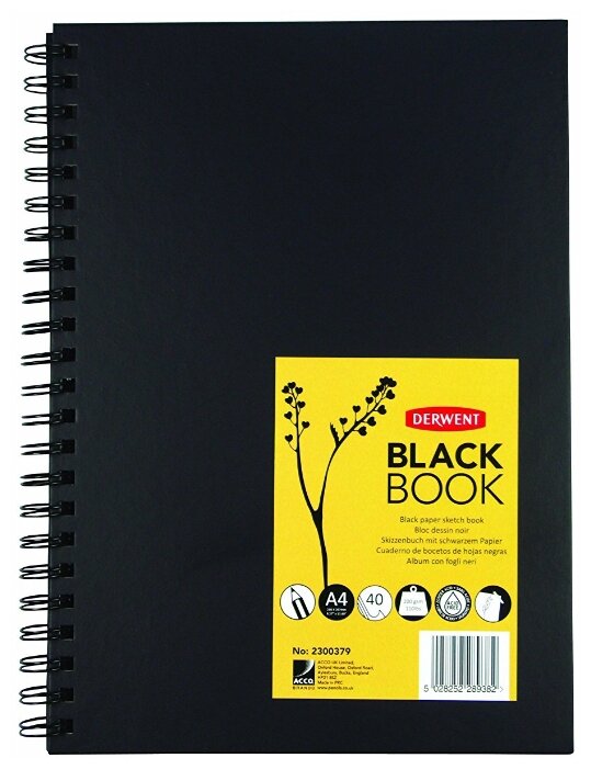 Скетчбук для зарисовок Derwent Black Book 29.7 х 21 см (A4), 200 г/м², 40 л.