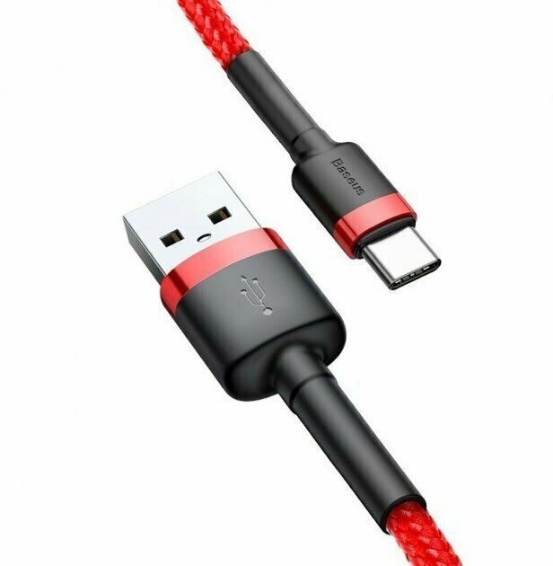 Кабель Baseus CATKLF-B09 Cafule Cable USB to Type-C 3A 1m Red+Red — фото 1