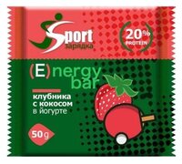 Тинятовъ протеиновая плитка Sport Зарядка Energy bar (50 г) клубника-кокос