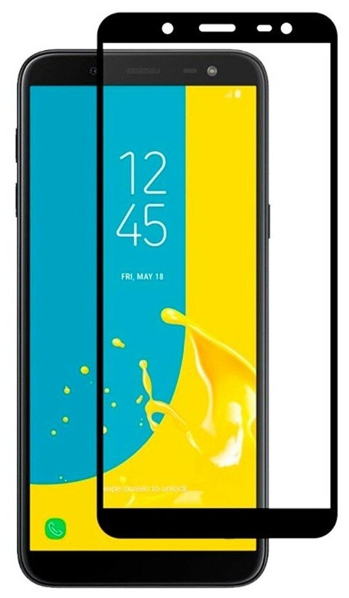 Защитное стекло на Samsung J600, Galaxy J6 (2018) 9D, черный, X-CASE