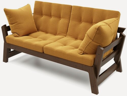 Изображение товара Садовый диван кушетка Soft Element Моди, жёлтый венге, из дерева, подушки, раскладной, на террасу, в комнату отдыха