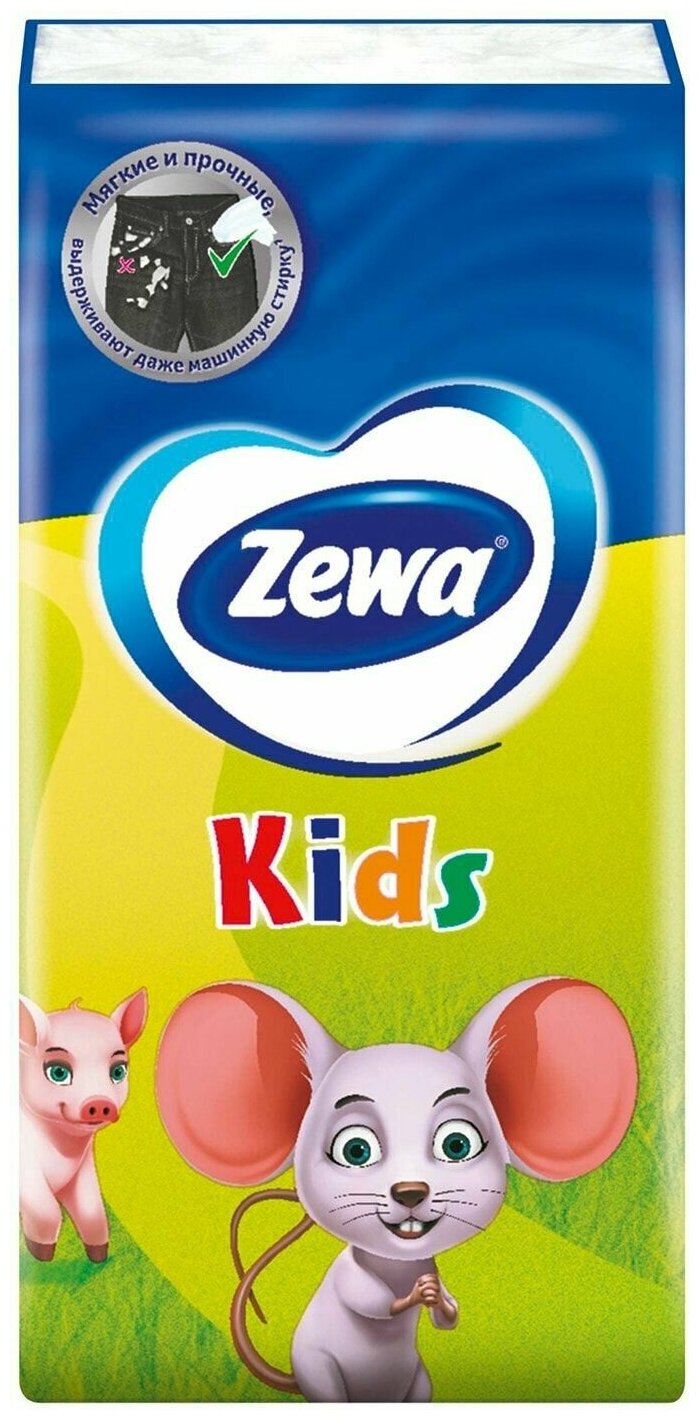 Носовые Платки Zewa Kids детские 3 слоя 10*10шт - фотография № 5